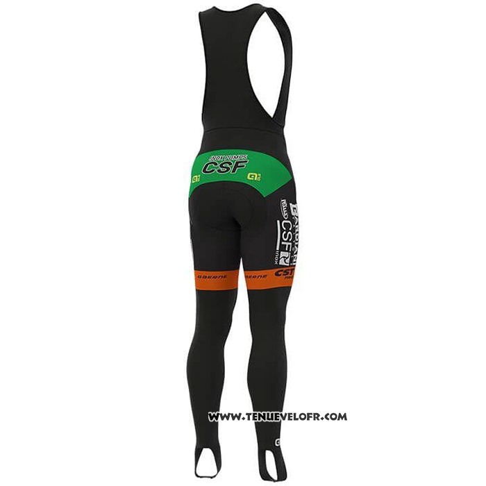 2019 Maillot Cyclisme Bardiani Csf Vert Orange Manches Longues et Cuissard